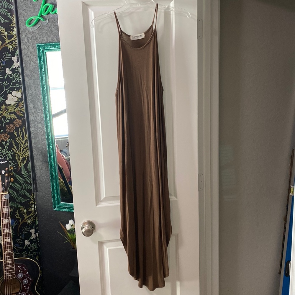 Small Brown High Neck Maxi Dress